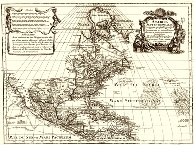 A 1733 map of the American Coast.