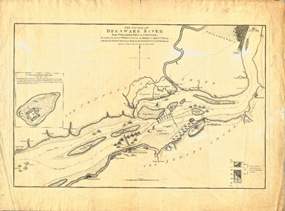 A map of the Delaware River from during the Revolutionary War, made in 1778. It was still several days voyage from Delaware Bay to Philadelphia.